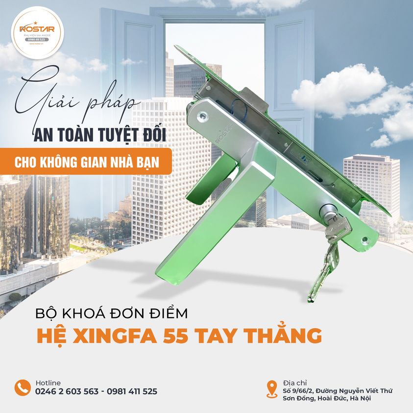 Bộ Khóa Đơn Điểm Xingfa 55 Tay Thẳng