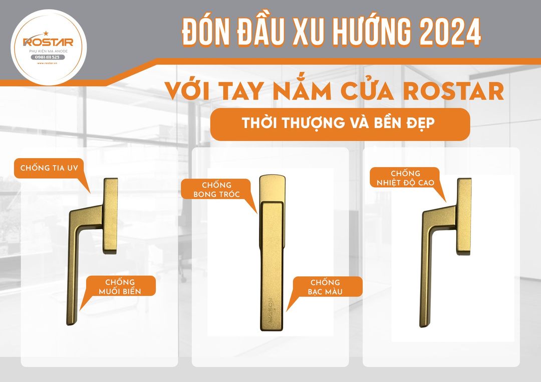 Đón đầu xu hướng thiết kế 2024 với tay nắm cửa Rostar